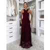 Vínové variabilné spoločenské tylové plesové šaty OBSIYA s vlečkou