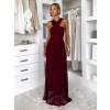 Vínové variabilné spoločenské tylové plesové šaty OBSIYA s vlečkou