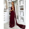 Vínové variabilné spoločenské tylové plesové šaty OBSIYA s vlečkou