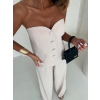 Krémový elegantný nohavicový komplet SANARI s korzetom