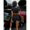 Černé sportovní crop krátké tričko LOUTEKY (Veľkosť L)