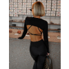 Černý sportovní crop top SKENDRO (Veľkosť M)
