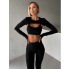 Černý sportovní crop top SKENDRO (Veľkosť M)