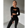 Černý sportovní crop top SKENDRO (Veľkosť M)