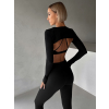 Černý sportovní crop top SKENDRO (Veľkosť M)