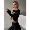 Černý sportovní crop top SKENDRO (Veľkosť M)