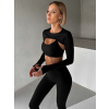 Černý sportovní crop top SKENDRO (Veľkosť M)