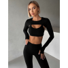 Černý sportovní crop top SKENDRO (Veľkosť M)