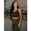 Khaki sportovní fitness podprsenka PLAMENO na zip (Veľkosť L)