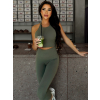 Khaki sportovní yoga top CALENO (Veľkosť L)