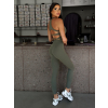 Khaki sportovní yoga top CALENO (Veľkosť L)