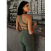 Khaki sportovní yoga top CALENO (Veľkosť L)