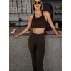 Tmavě hnědá yoga sportovní podprsenka KOVOVO (Veľkosť L)
