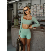 Zelený sportovní crop top EVORIX s dlouhým rukávem (Veľkosť L)