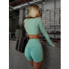 Zelený sportovní crop top EVORIX s dlouhým rukávem (Veľkosť L)