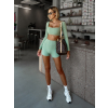 Zelený sportovní crop top EVORIX s dlouhým rukávem (Veľkosť L)