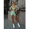Zelený sportovní crop top EVORIX s dlouhým rukávem (Veľkosť L)