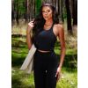 Černý sportovní fitness top CALENO s průstřihy (Veľkosť L)