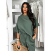 Khaki mušelínové oversize tričko MILORA (Veľkosť ONESIZE)