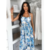 Modré letné dlhé kvetované šaty YSMERA