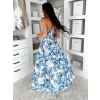 Modré letné dlhé kvetované šaty YSMERA