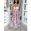 Tyrkysové letné dlhé kvetované šaty YSMERA
