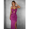 Tmavo ružové dlhé spoločenské šaty LIMONA s prestrihmi