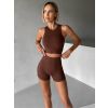 Hnědé sportovní pusp-up kraťasy BELIRA s řasením (Veľkosť L)