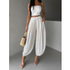 Krémové široké háremky vzdušné nohavice MYRAEL