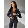 Šedá washed sportovní crop top mikina BRAVOS (Veľkosť L)