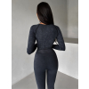 Šedá washed sportovní crop top mikina BRAVOS (Veľkosť L)