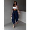 Tmavomodré široké háremové vzdušné nohavice MYRAEL