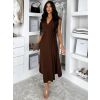 Hnědé dlouhé zavinovací šaty AVENYXA s páskem (Veľkosť ONESIZE)