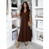 Hnědé dlouhé zavinovací šaty AVENYXA s páskem (Veľkosť ONESIZE)
