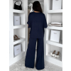 Tmavo modrý basic nohavicový komplet MYRLYN