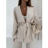 Béžový 100% len kimono komplet ROSELLE (Veľkosť ONESIZE)