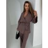 Tmavě hnědý 100% len kimono komplet ROSELLE (Veľkosť ONESIZE)