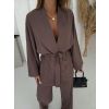 Tmavě hnědý 100% len kimono komplet ROSELLE (Veľkosť ONESIZE)