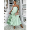 Svetlo zelené plisované dlhé šaty AMAONA