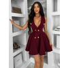 Bordó áčkové krátke šaty ENYALA s gombíkmi