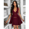 Bordó áčkové krátke šaty ENYALA s gombíkmi