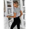 Šedé basic body ALINNA s výstřihem (Veľkosť M/L)