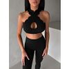 Černá sportovní jóga podprsenka ISOURAT (Veľkosť L)