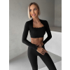 Čierny športový vlnkovaný joga top LUNIRA