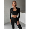 Čierny športový vlnkovaný joga top LUNIRA