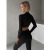 Černý sportovní vlnkovaný jóga top LUNIRA (Veľkosť L)