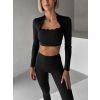 Černý sportovní vlnkovaný jóga top LUNIRA (Veľkosť L)