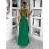 Zelené dlhé šaty DELYEXA s viazaním a rázporkom