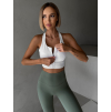 Bílá sportovní fitness podprsenka PLATERO na zip (Veľkosť L)