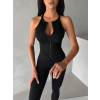 Černý sportovní fitness top MEROVA na zip (Veľkosť L)